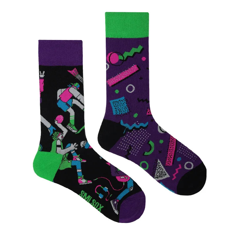 1 Pair Man Women Sock Original AB Tide Socks Medium High Tube Colorful Socks Mystery Alien Cotton Cowboy Clown Bomb Unisex Socks