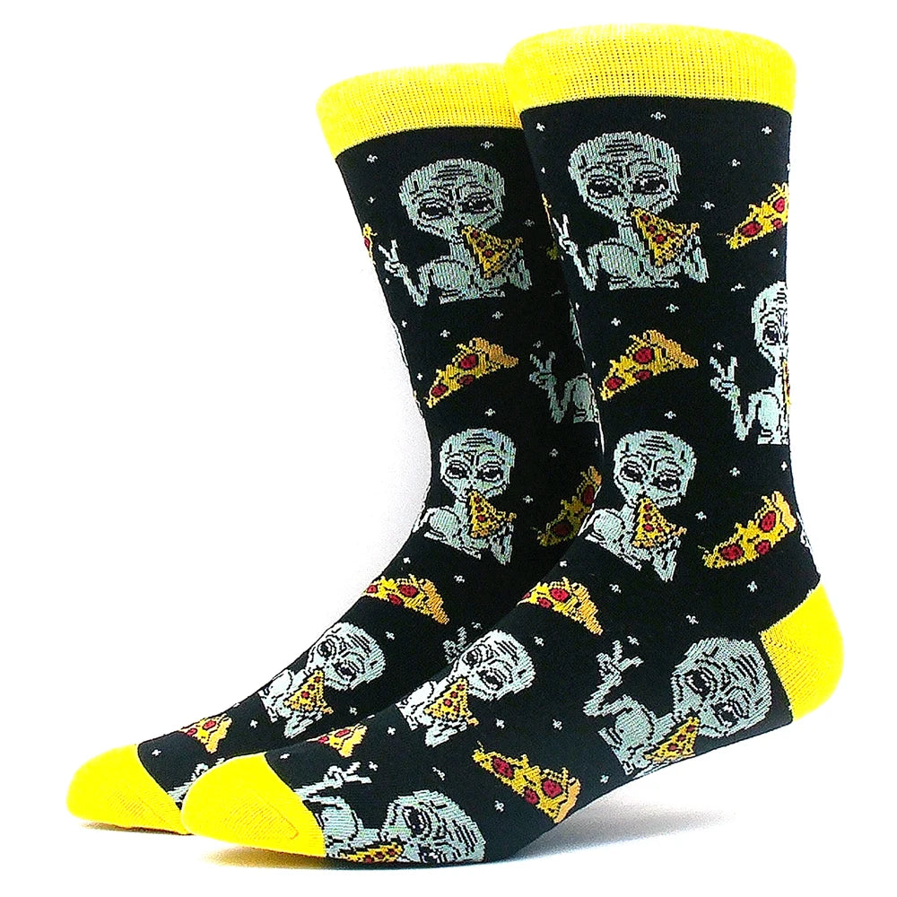 Happy Funny Socks Men's and Women's Alien Sheep Pattern Sokken Diversidos Jacquard Calcetines Unisex Hip Hop Skateboarding Socks