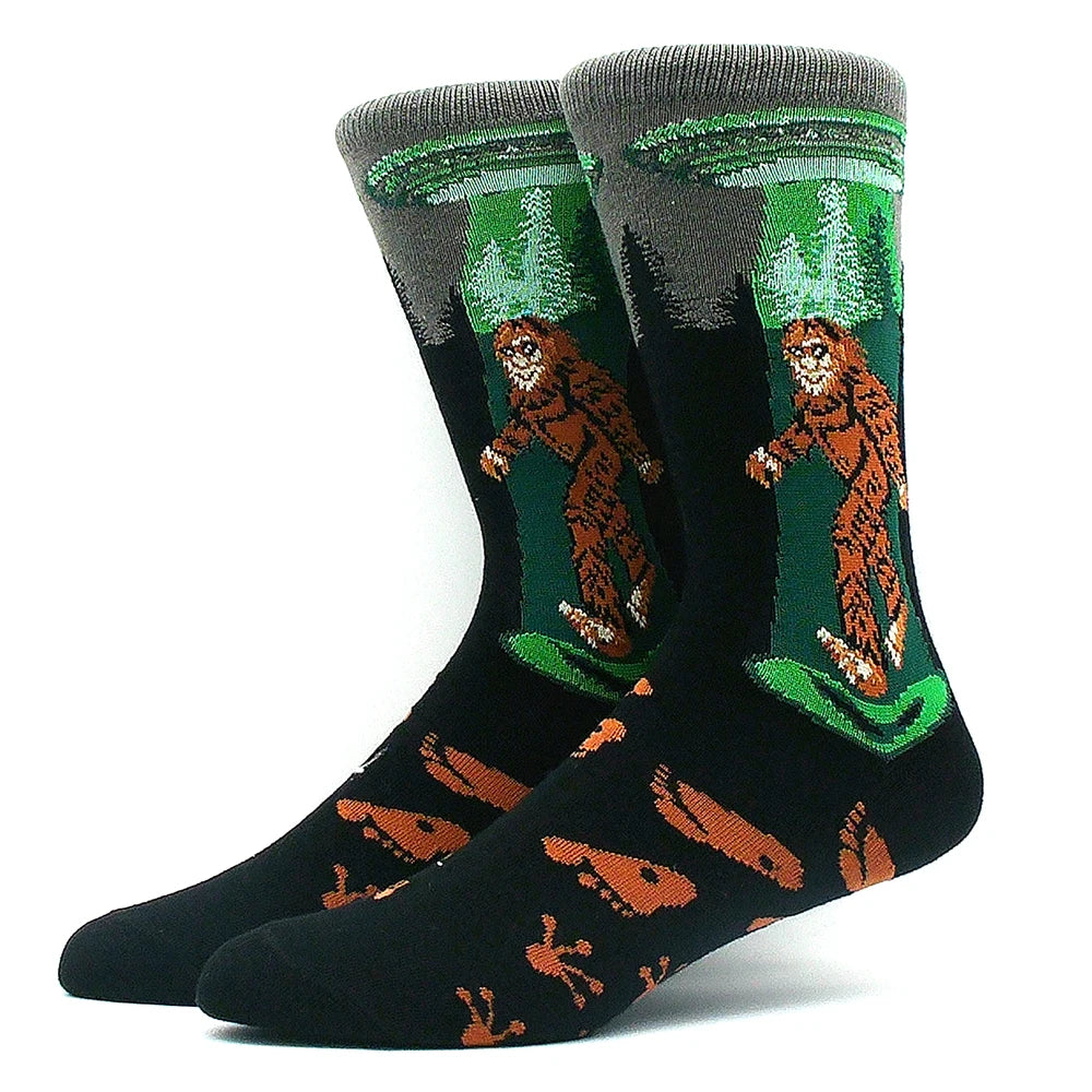 Happy Funny Socks Men's and Women's Alien Sheep Pattern Sokken Diversidos Jacquard Calcetines Unisex Hip Hop Skateboarding Socks
