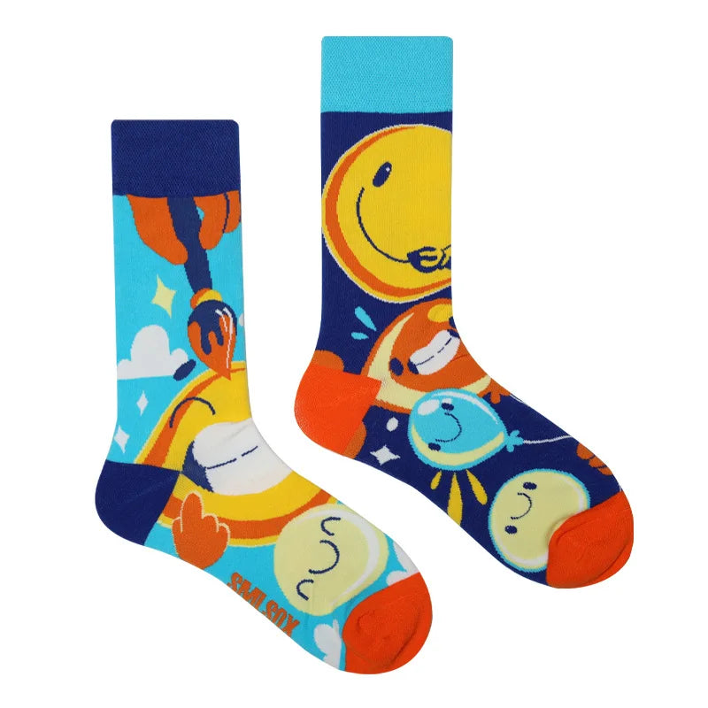 1 Pair Man Women Sock Original AB Tide Socks Medium High Tube Colorful Socks Mystery Alien Cotton Cowboy Clown Bomb Unisex Socks