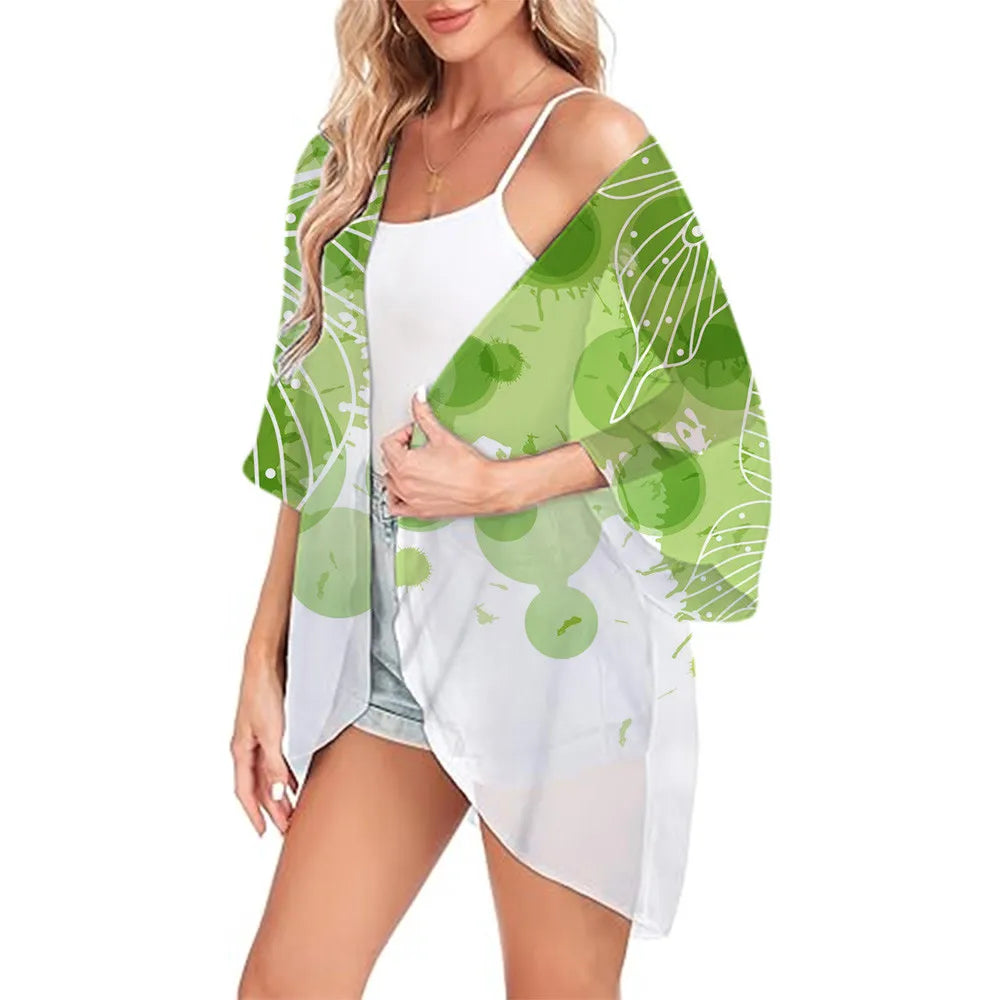 Floral Printed Kimono Womens 2024 Summer Lightweight Chiffon Cardigan Open Front Side Slit Boho Kimono Cover Ups For Beach Party