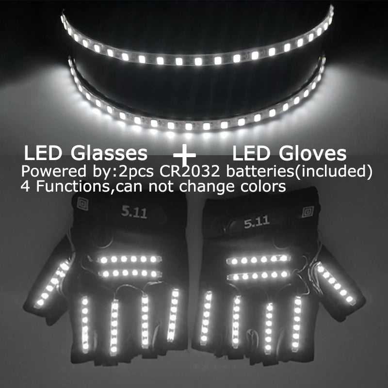 USB Rechargeable Color Changing LED Glow Gloves Rave Flashing Finger Lighting Glove Light Up Rave Costume DJ Party Decor