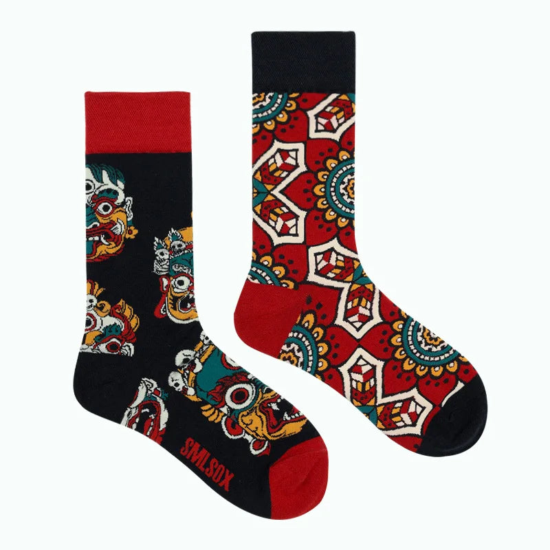 1 Pair Man Women Sock Original AB Tide Socks Medium High Tube Colorful Socks Mystery Alien Cotton Cowboy Clown Bomb Unisex Socks