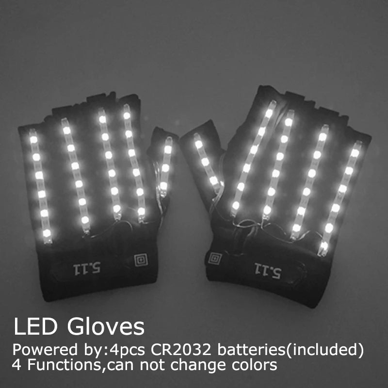 USB Rechargeable Color Changing LED Glow Gloves Rave Flashing Finger Lighting Glove Light Up Rave Costume DJ Party Decor
