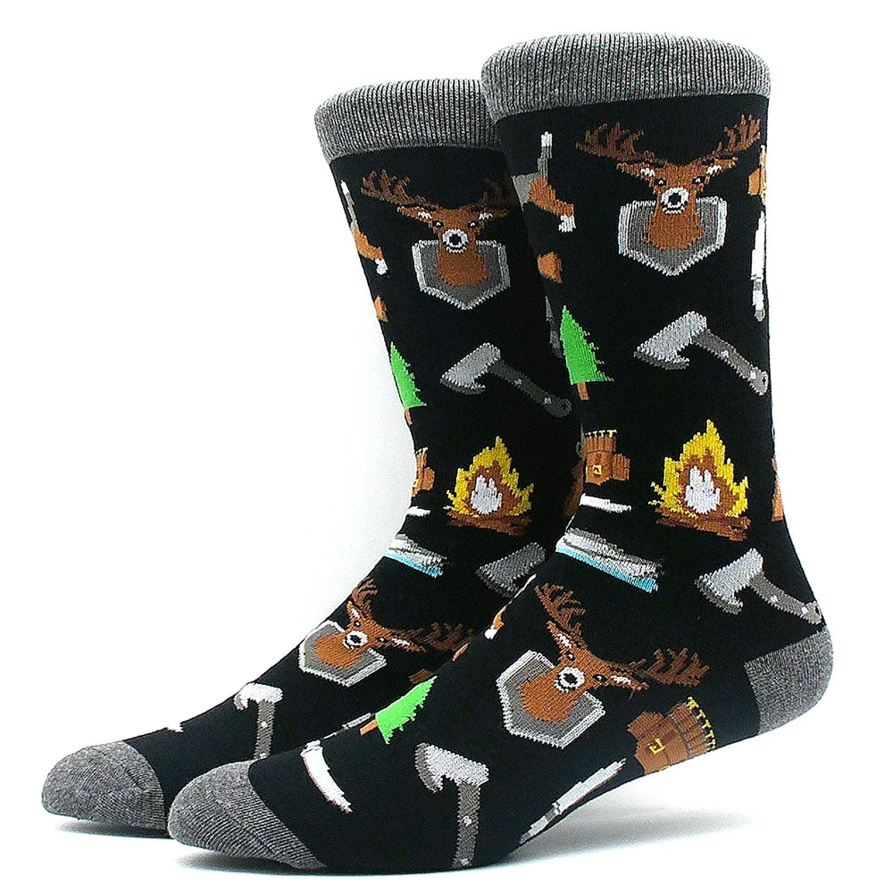Happy Funny Socks Men's and Women's Alien Sheep Pattern Sokken Diversidos Jacquard Calcetines Unisex Hip Hop Skateboarding Socks