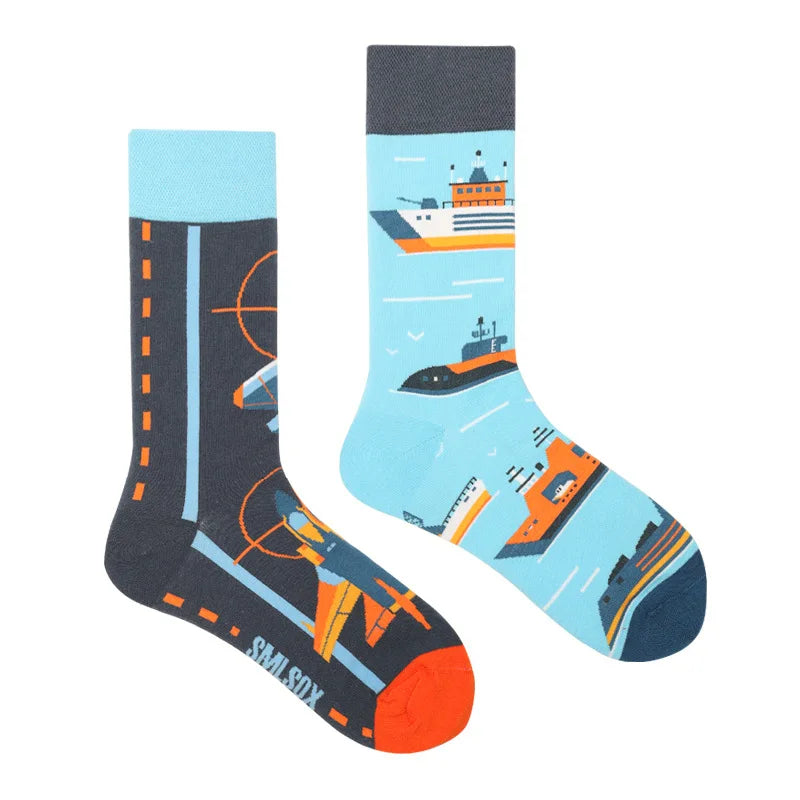 1 Pair Man Women Sock Original AB Tide Socks Medium High Tube Colorful Socks Mystery Alien Cotton Cowboy Clown Bomb Unisex Socks