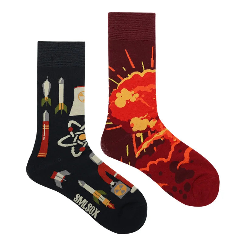 1 Pair Man Women Sock Original AB Tide Socks Medium High Tube Colorful Socks Mystery Alien Cotton Cowboy Clown Bomb Unisex Socks