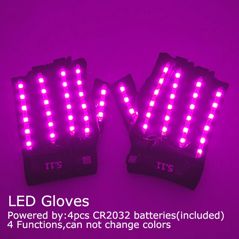 USB Rechargeable Color Changing LED Glow Gloves Rave Flashing Finger Lighting Glove Light Up Rave Costume DJ Party Decor