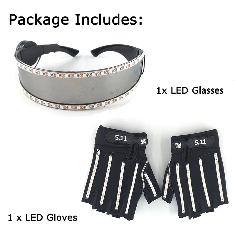USB Rechargeable Color Changing LED Glow Gloves Rave Flashing Finger Lighting Glove Light Up Rave Costume DJ Party Decor