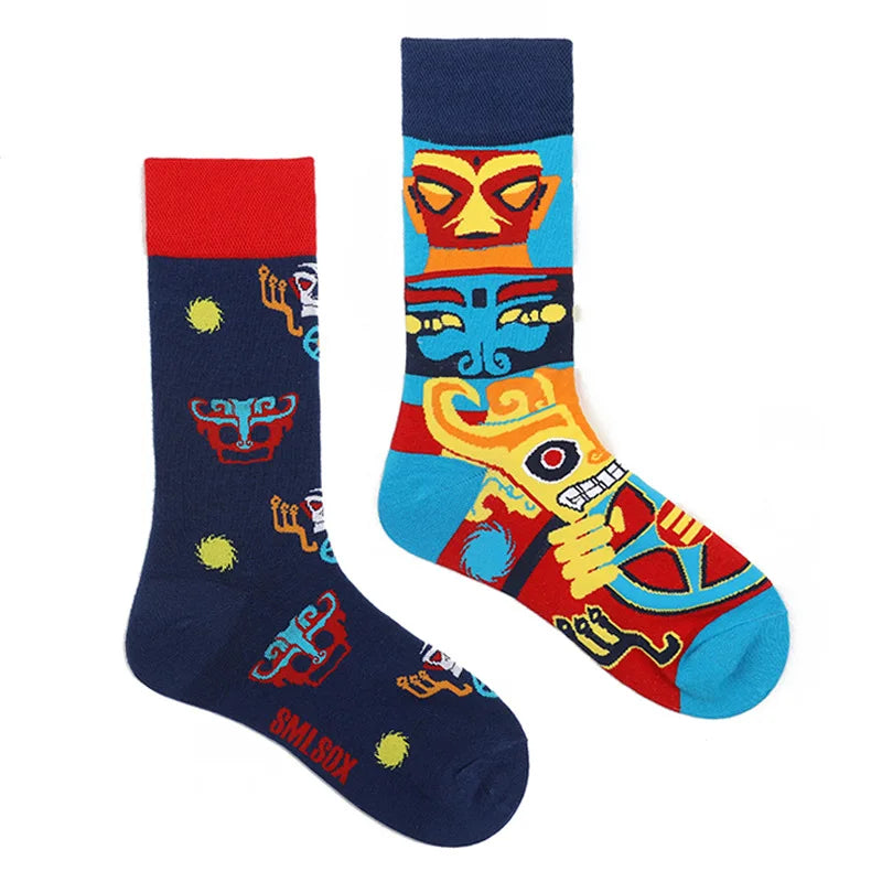 1 Pair Man Women Sock Original AB Tide Socks Medium High Tube Colorful Socks Mystery Alien Cotton Cowboy Clown Bomb Unisex Socks