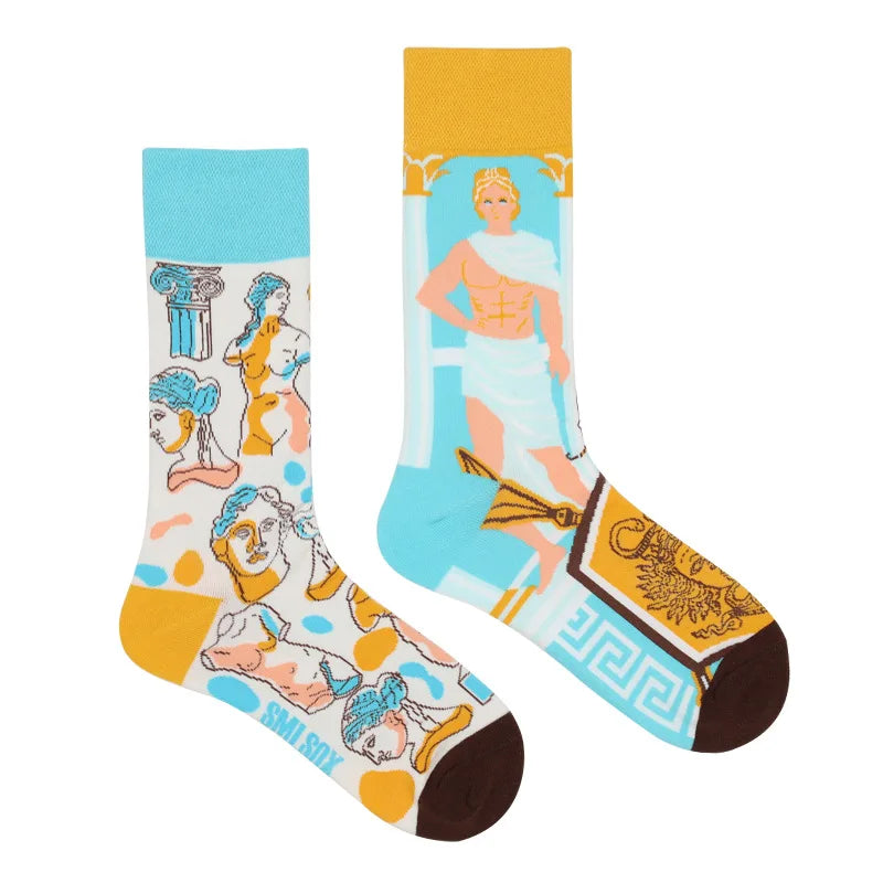 1 Pair Man Women Sock Original AB Tide Socks Medium High Tube Colorful Socks Mystery Alien Cotton Cowboy Clown Bomb Unisex Socks