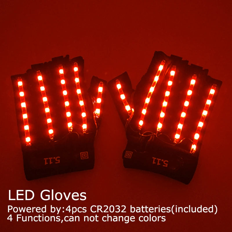 USB Rechargeable Color Changing LED Glow Gloves Rave Flashing Finger Lighting Glove Light Up Rave Costume DJ Party Decor