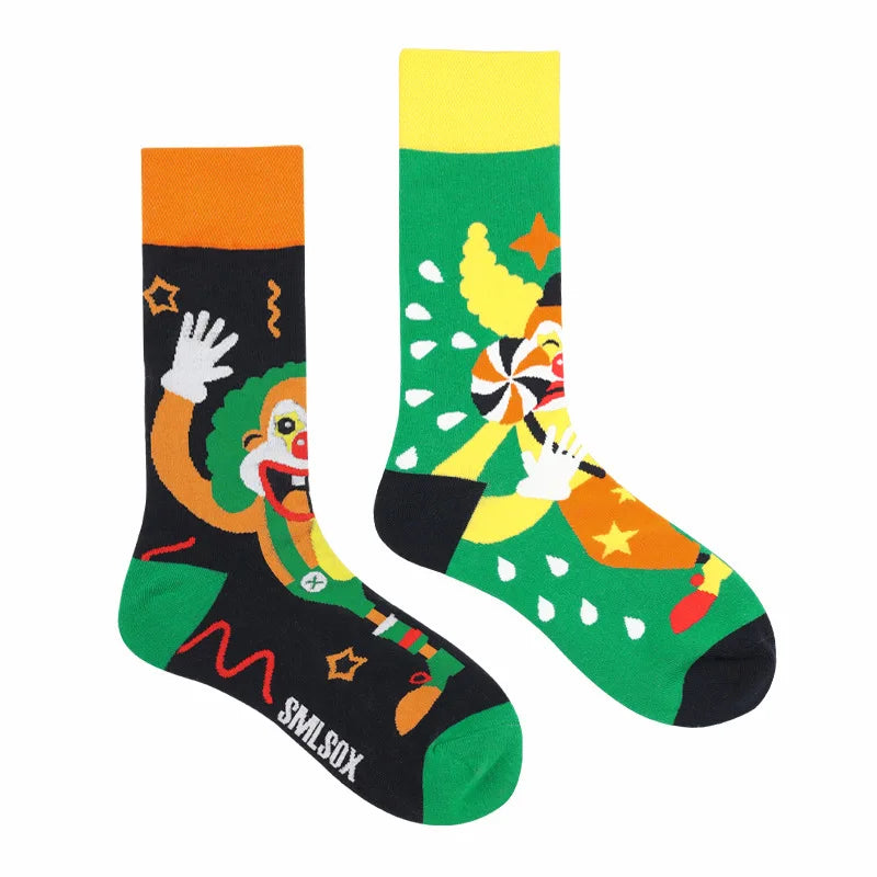 1 Pair Man Women Sock Original AB Tide Socks Medium High Tube Colorful Socks Mystery Alien Cotton Cowboy Clown Bomb Unisex Socks