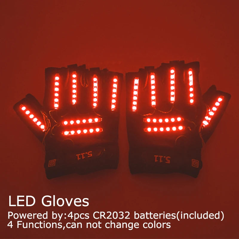 USB Rechargeable Color Changing LED Glow Gloves Rave Flashing Finger Lighting Glove Light Up Rave Costume DJ Party Decor