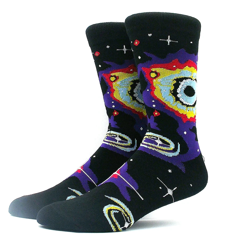 Happy Funny Socks Men's and Women's Alien Sheep Pattern Sokken Diversidos Jacquard Calcetines Unisex Hip Hop Skateboarding Socks