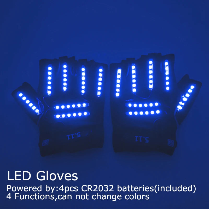 USB Rechargeable Color Changing LED Glow Gloves Rave Flashing Finger Lighting Glove Light Up Rave Costume DJ Party Decor