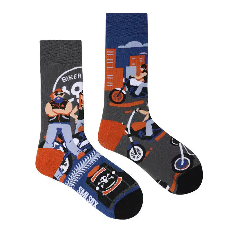 1 Pair Man Women Sock Original AB Tide Socks Medium High Tube Colorful Socks Mystery Alien Cotton Cowboy Clown Bomb Unisex Socks