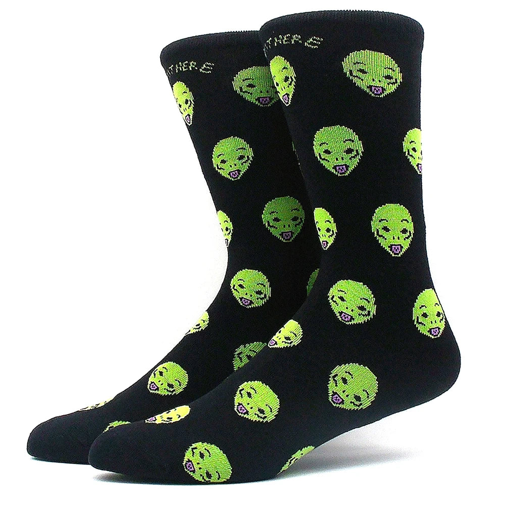 Happy Funny Socks Men's and Women's Alien Sheep Pattern Sokken Diversidos Jacquard Calcetines Unisex Hip Hop Skateboarding Socks