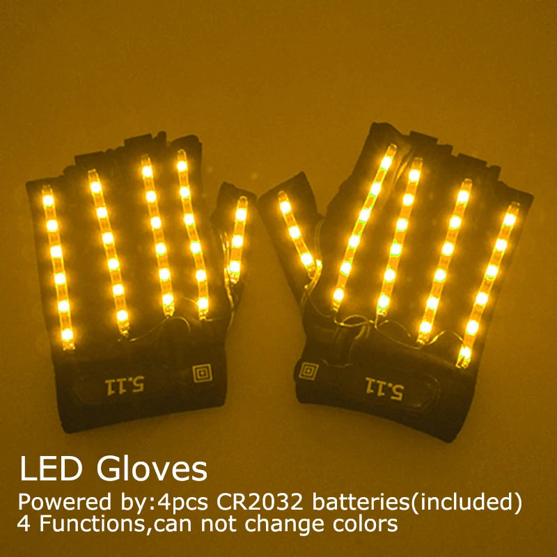 USB Rechargeable Color Changing LED Glow Gloves Rave Flashing Finger Lighting Glove Light Up Rave Costume DJ Party Decor