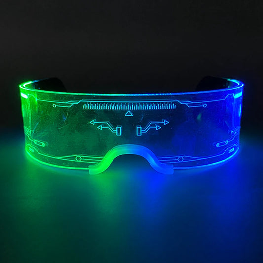 New Acrylic Luminous Glowing Cyberpunk Glasses LED Light Up Halloween Party Skull Glasses Bar Club Props Neon Glasses Supplies