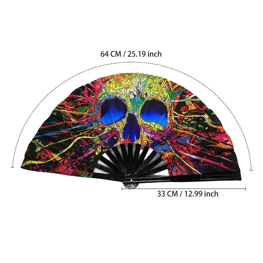 Rainbow Fan Rainbow Rave Hand Fan Rainbow Hand Held Folding Fan Chinese and Japanese Handheld Fan Dancing Fan Fold Hand Fan