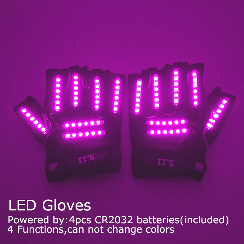 USB Rechargeable Color Changing LED Glow Gloves Rave Flashing Finger Lighting Glove Light Up Rave Costume DJ Party Decor