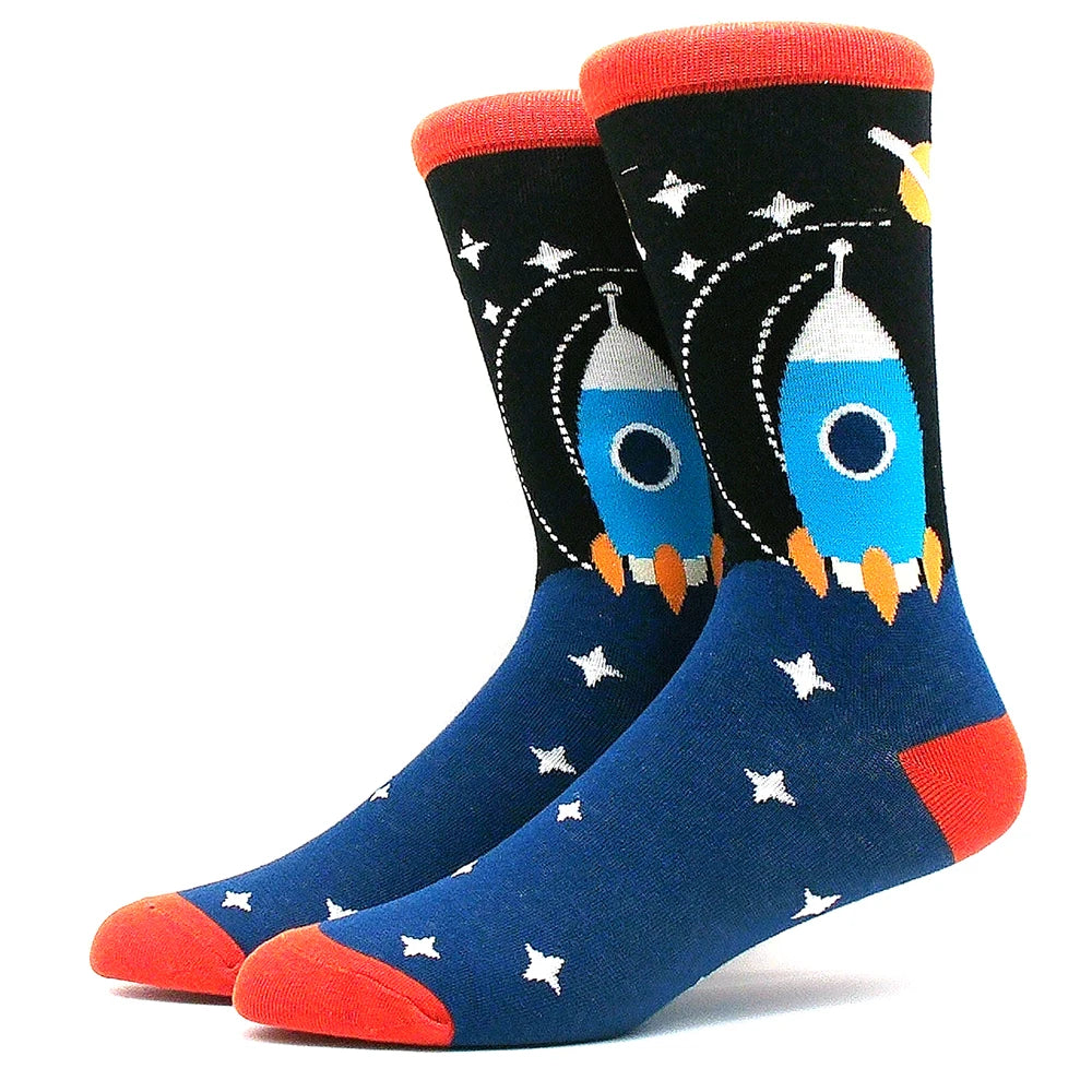 Happy Funny Socks Men's and Women's Alien Sheep Pattern Sokken Diversidos Jacquard Calcetines Unisex Hip Hop Skateboarding Socks