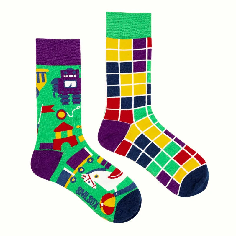 1 Pair Man Women Sock Original AB Tide Socks Medium High Tube Colorful Socks Mystery Alien Cotton Cowboy Clown Bomb Unisex Socks