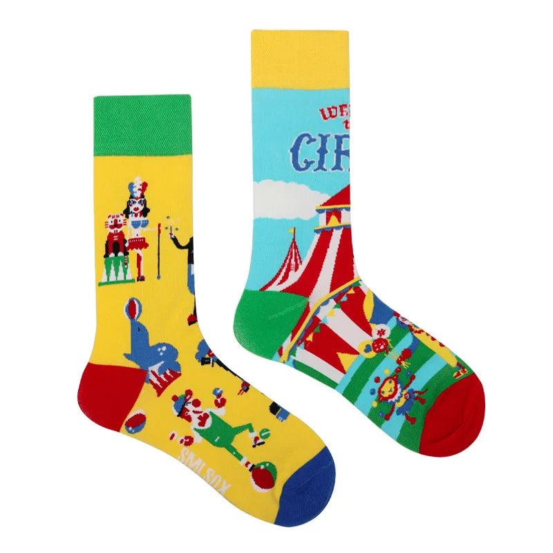1 Pair Man Women Sock Original AB Tide Socks Medium High Tube Colorful Socks Mystery Alien Cotton Cowboy Clown Bomb Unisex Socks