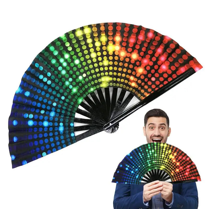 Rainbow Fan Rainbow Rave Hand Fan Rainbow Hand Held Folding Fan Chinese and Japanese Handheld Fan Dancing Fan Fold Hand Fan
