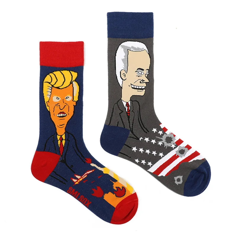 1 Pair Man Women Sock Original AB Tide Socks Medium High Tube Colorful Socks Mystery Alien Cotton Cowboy Clown Bomb Unisex Socks