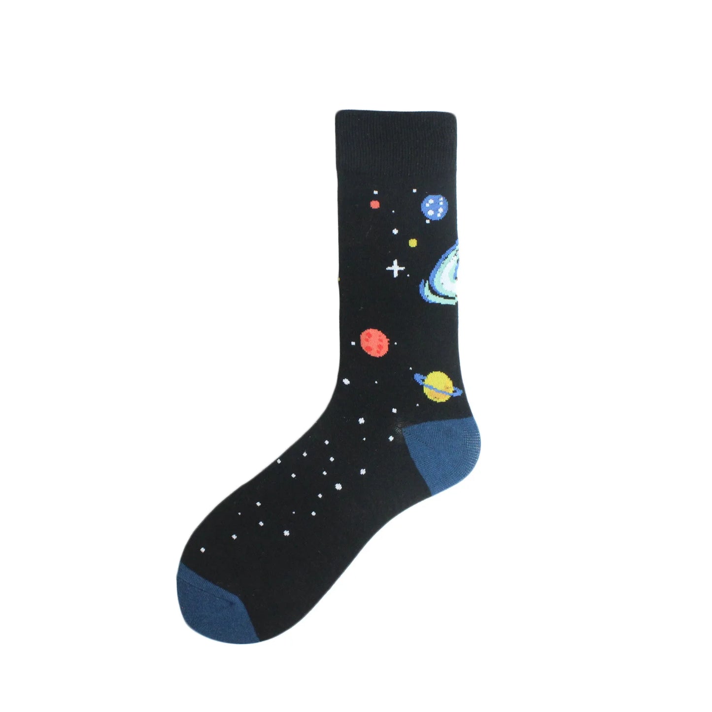 Painting Style Astronaut Men's Socks Harajuku Colorful Cotton Socks Planet Rocket Space Street Alien Socks