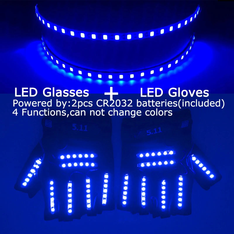 USB Rechargeable Color Changing LED Glow Gloves Rave Flashing Finger Lighting Glove Light Up Rave Costume DJ Party Decor