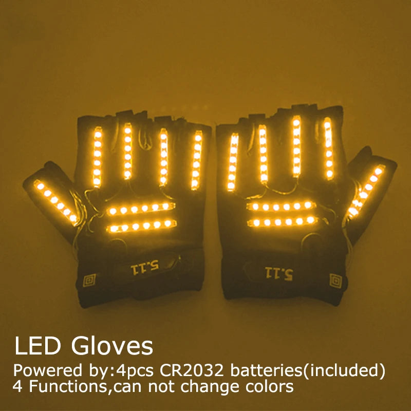 USB Rechargeable Color Changing LED Glow Gloves Rave Flashing Finger Lighting Glove Light Up Rave Costume DJ Party Decor