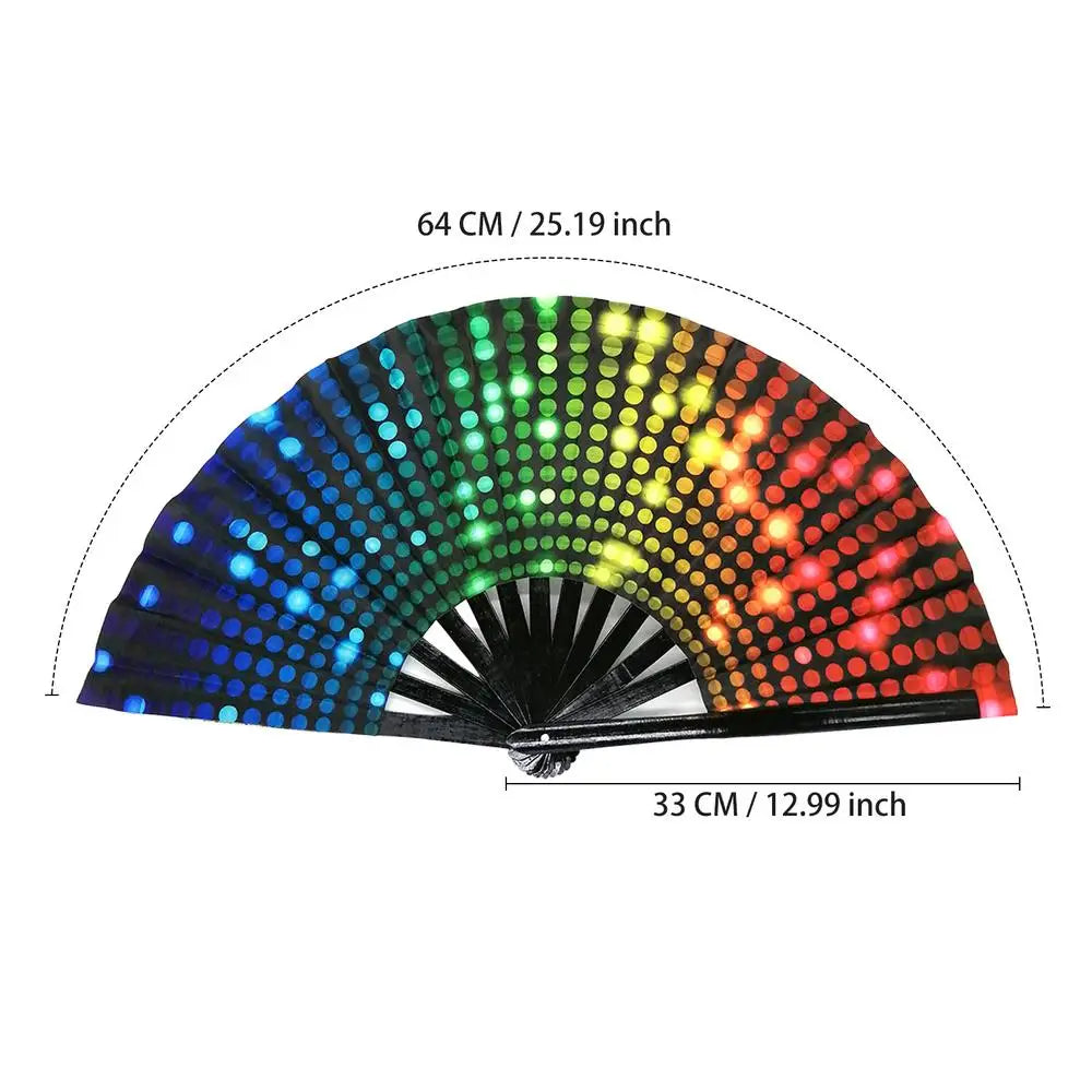 Rainbow Fan Rainbow Rave Hand Fan Rainbow Hand Held Folding Fan Chinese and Japanese Handheld Fan Dancing Fan Fold Hand Fan